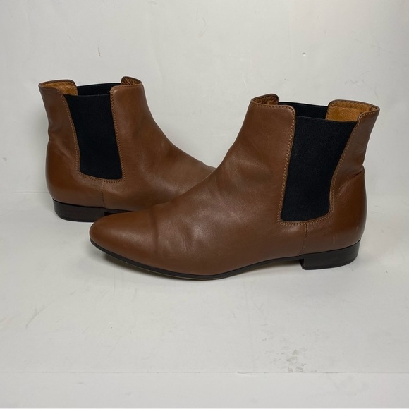 J Crew Cognac Brown Chelsea Pull On Boots Ankle Booties size 8 EO824 - Picture 2 of 11